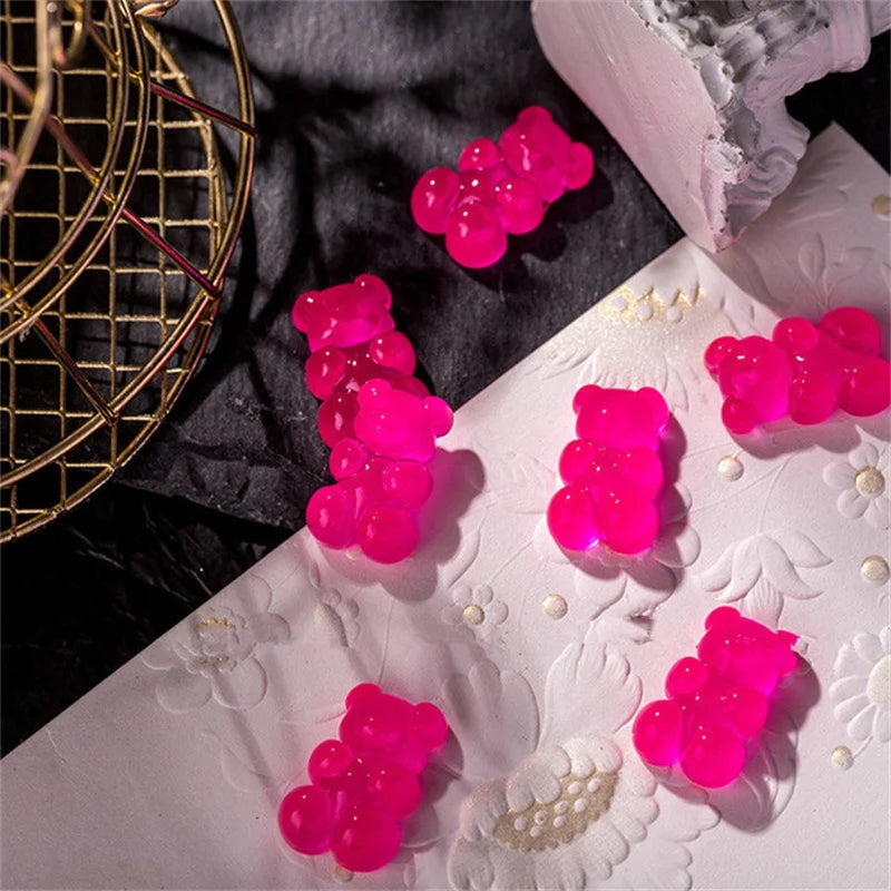 10-Pc 3D Kawaii Bear Nail Charms | Resin DIY Decorations Nail Art Charms QXL 10pcs 03