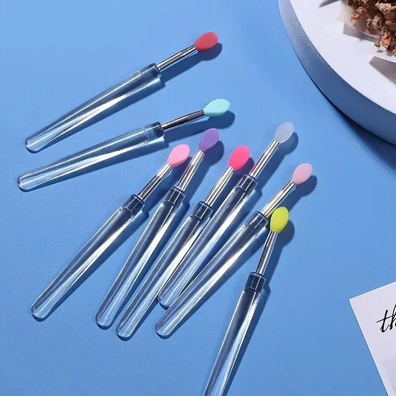 8-Pack Silicone Lip Brushes with Lid | Lip Gloss Applicator Lip Brush Set QXL M104 8PCs