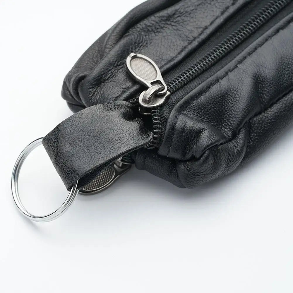 PU Leather Mini Zipper Key Case & Coin Purse – Black Coin Purse Key Case QXL