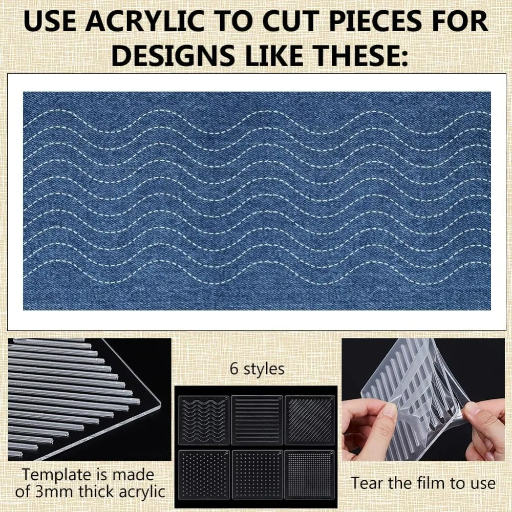 6-Piece Acrylic Sashiko Stencil Set | Quilting & Embroidery Embroidery Stencil Set QXL