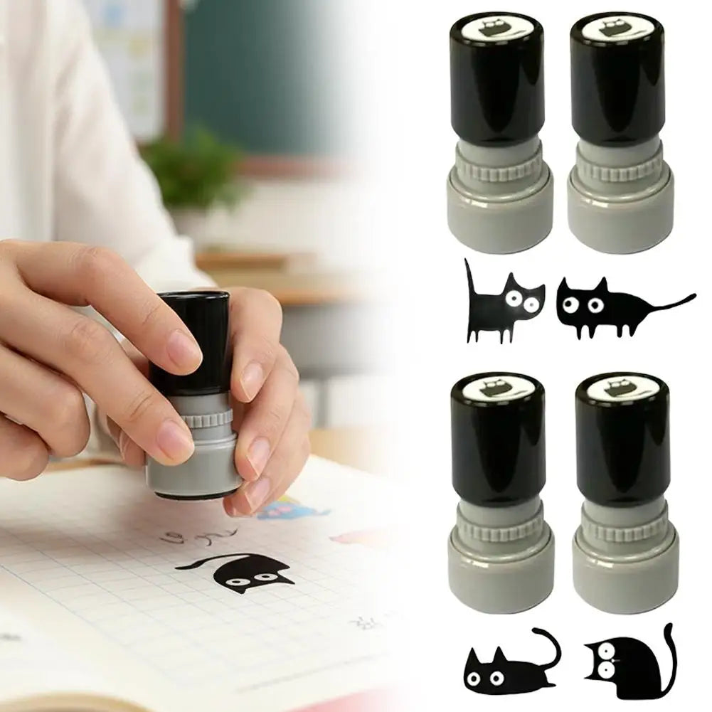 4-Pack Cute Black Cat Stamps for Scrapbooking & Journaling Decorative Craft Stamps QXL
