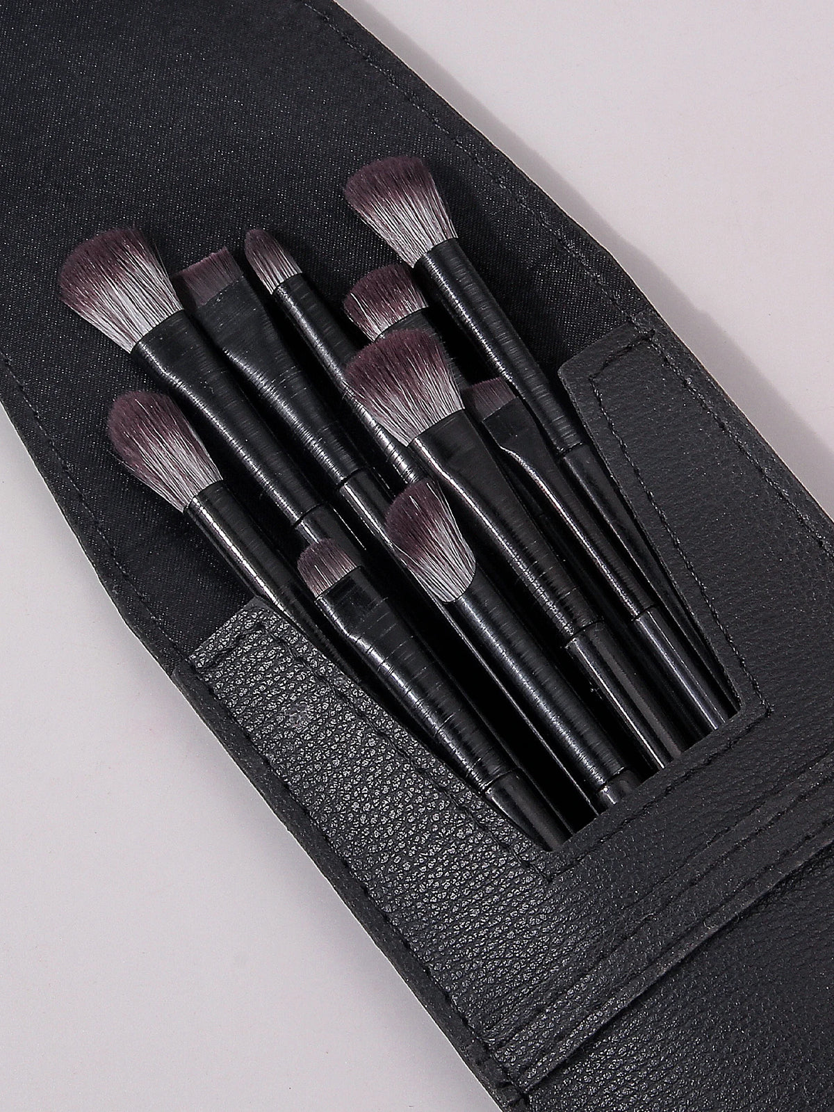10-Pc Eye Makeup Brush Set with PU Leather Pouch – Black Eye Makeup Brush Set QXL