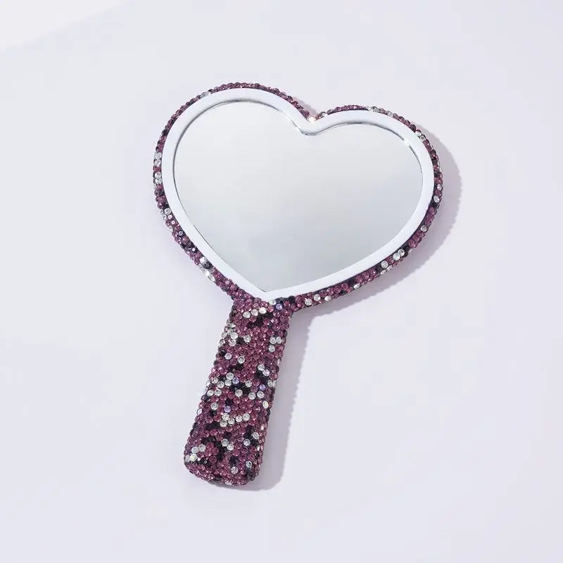 Diamond Heart-Shaped Handheld Makeup Mirror | Portable Handheld Makeup Mirror QXL