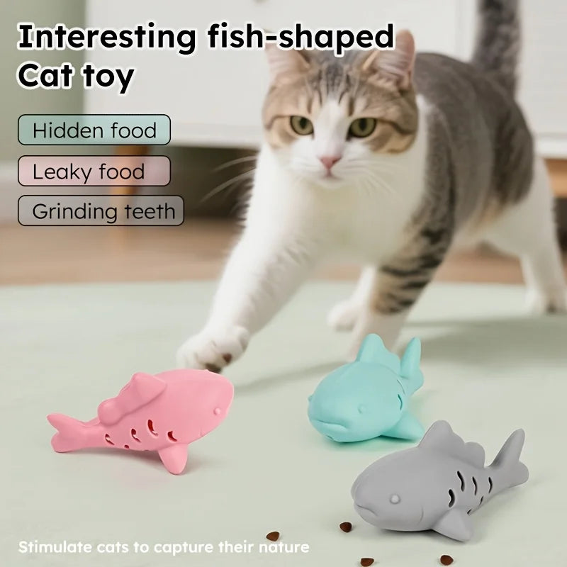 Silicone Fish Chew Toy & Treat Dispenser for Small Pets Pet Chew Toy QXL