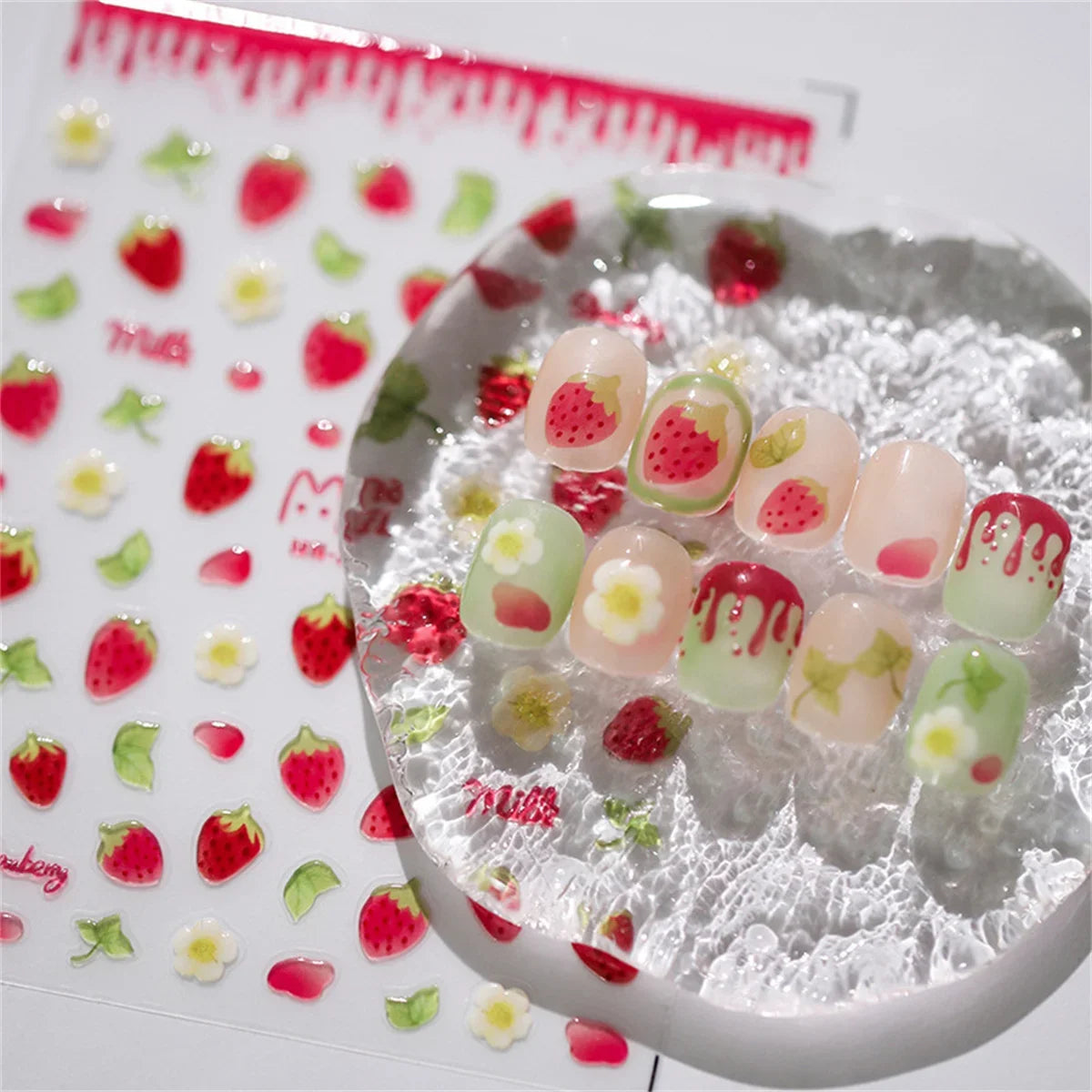 5D Kawaii Jelly Strawberry Nail Art Stickers | DIY Decals Nail Art Stickers QXL