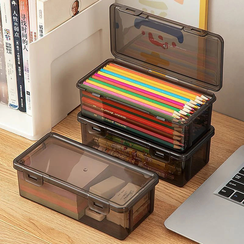 Transparent Stackable Pencil Case Box | Large Capacity Storage Pencil Storage Box QXL