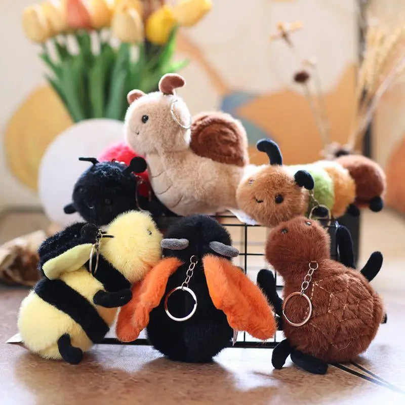 Snail & Bee Plush Keychain | Cute Stuffed Insect Bag Charm Plush Keychain QXL