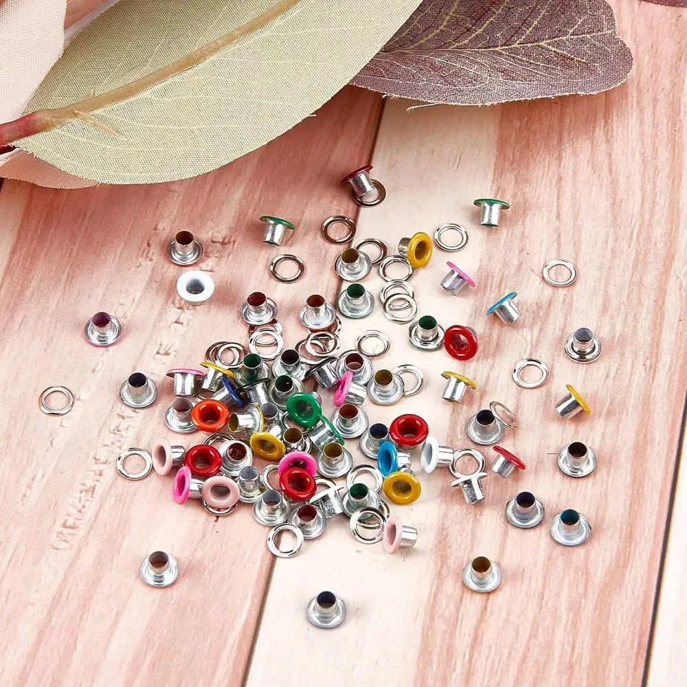 200-Set Metal Eyelets & Grommets 3mm | 10 Colors with Washers Craft Eyelets & Grommets QXL