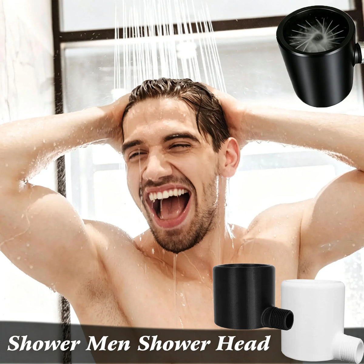 Handheld Men's Shower Nozzle | 360° Ring Spray Coarse Hole Handheld Shower Nozzle QXL