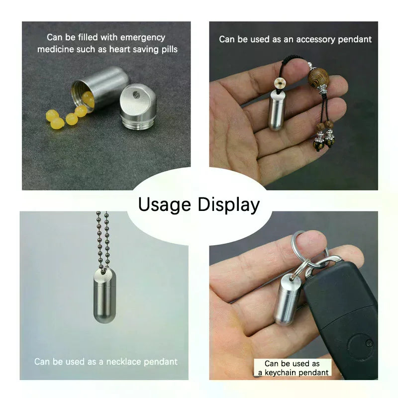 Waterproof Stainless Steel Capsule Pill Case | Mini EDC Holder Capsule Pill Case QXL