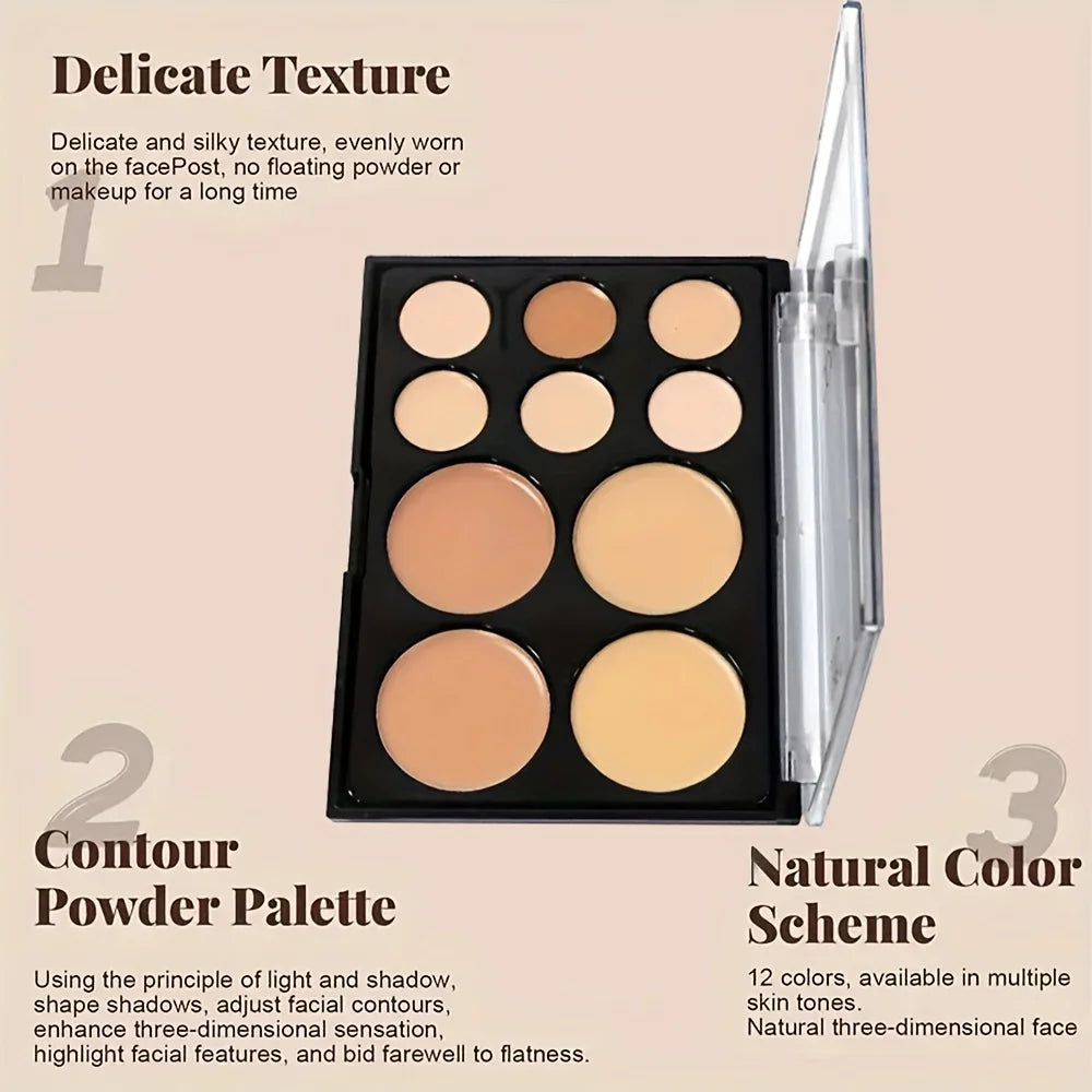 10-Colour Concealer & Contour Palette Set with Brush Concealer Palette Set QXL