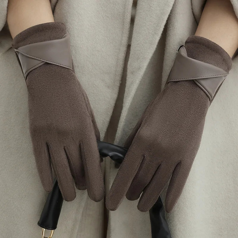 Women's Velvet Touchscreen Winter Gloves | Bow Cycling Gloves Winter Gloves QXL