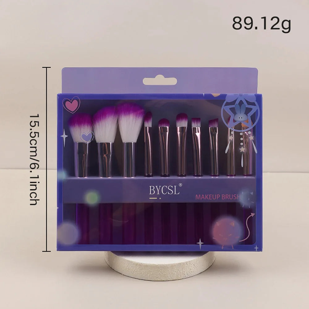 10-Pc Mini Makeup Brush Set | Travel Gift Box, Soft Bristles Makeup Brush Set QXL PURPLE