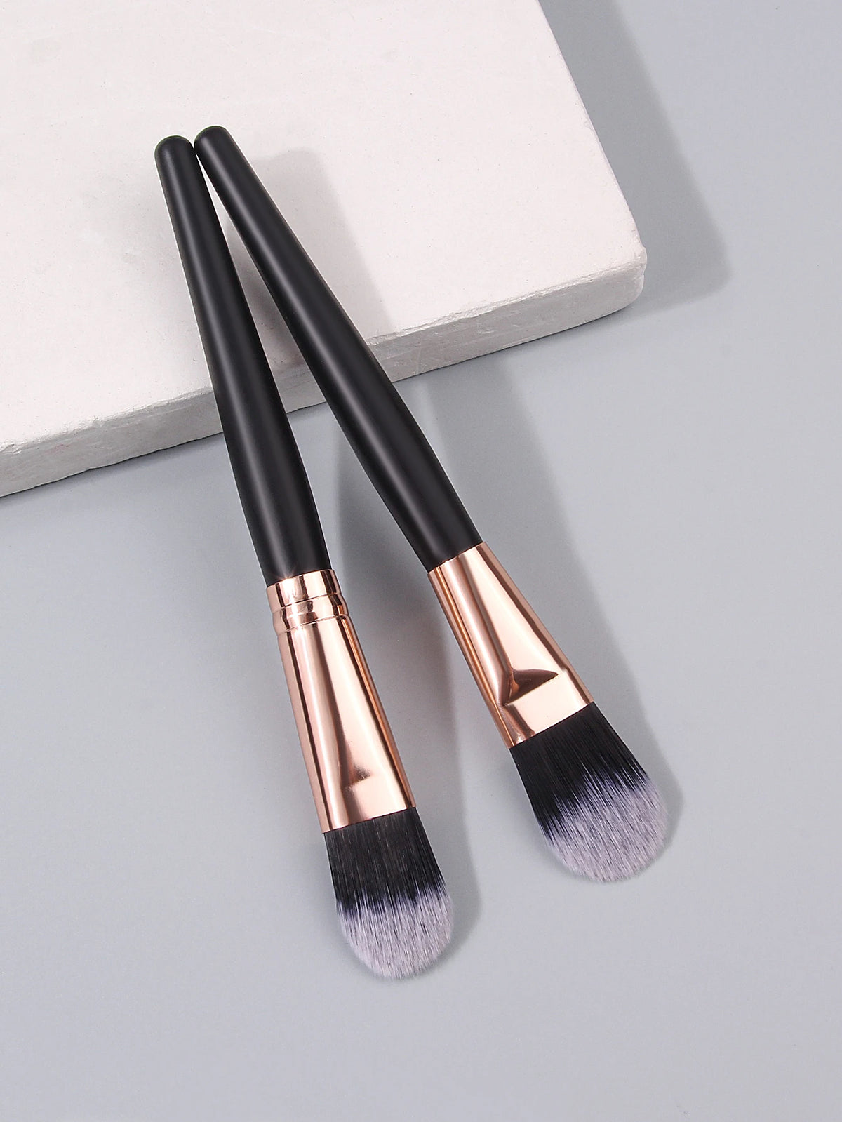 KOSSHOW 2-Pc Concealer & Foundation Brush Set | Black Concealer Brush Set QXL