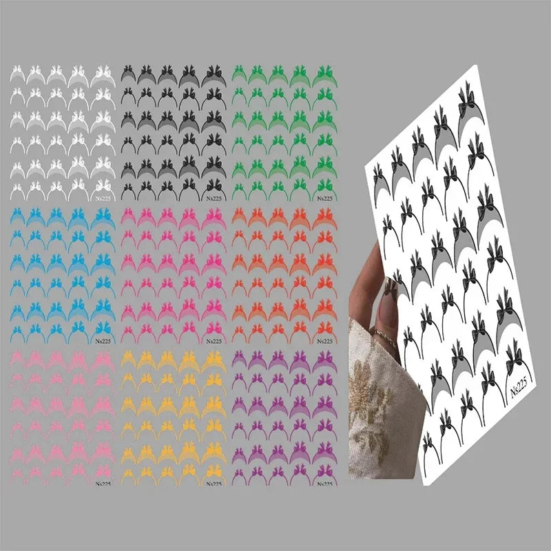 5D Gradient French Nail Stickers | Bowknot & Stripe Decals Nail Art Stickers QXL