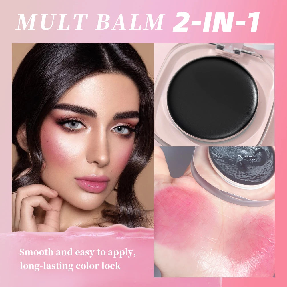 QiBest 2-in-1 Color-Change Lip & Cheek Balm | Black to Pink Lip & Cheek Balm QXL