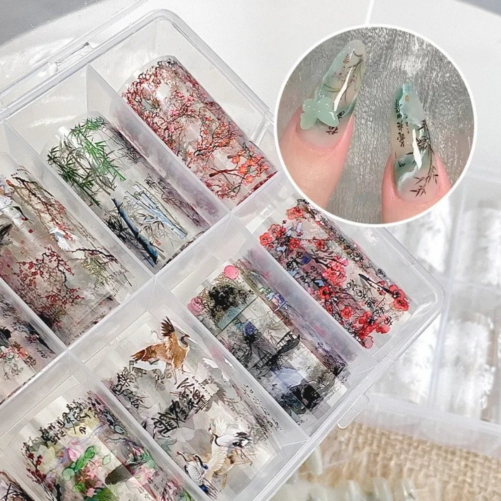 Lace Nail Transfer Foils | Leopard & Sequin 10-Pack DIY Art Nail Transfer Foils QXL