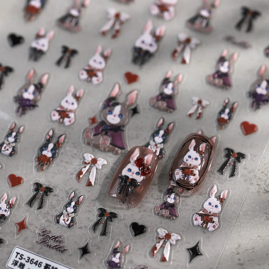 5D Kawaii Rabbit Nail Art Stickers | Gothic Japanese Decals Nail Art Stickers QXL