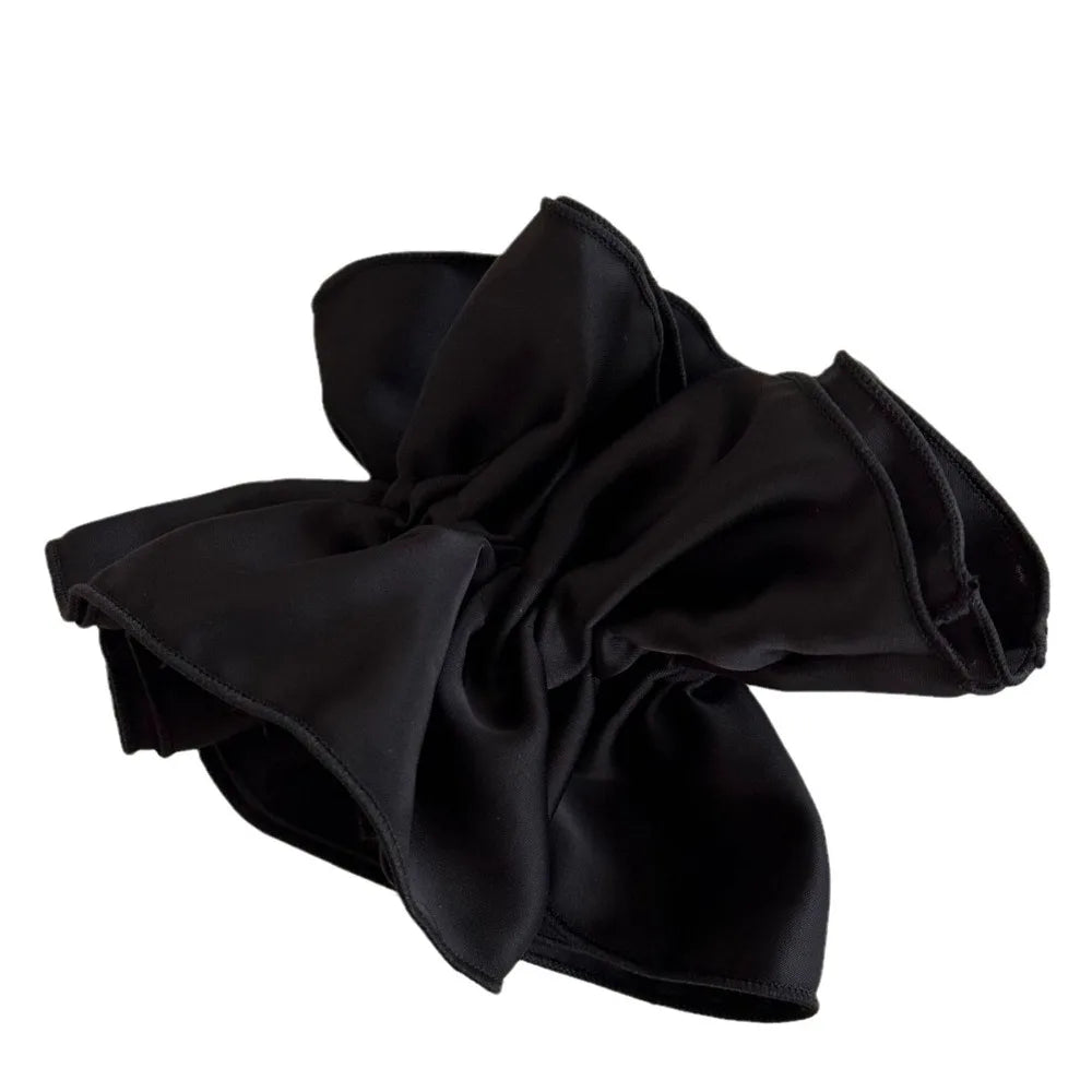Extra Large Black Hair Donut Scrunchie | Soft Ponytail Holder Hair Scrunchie QXL