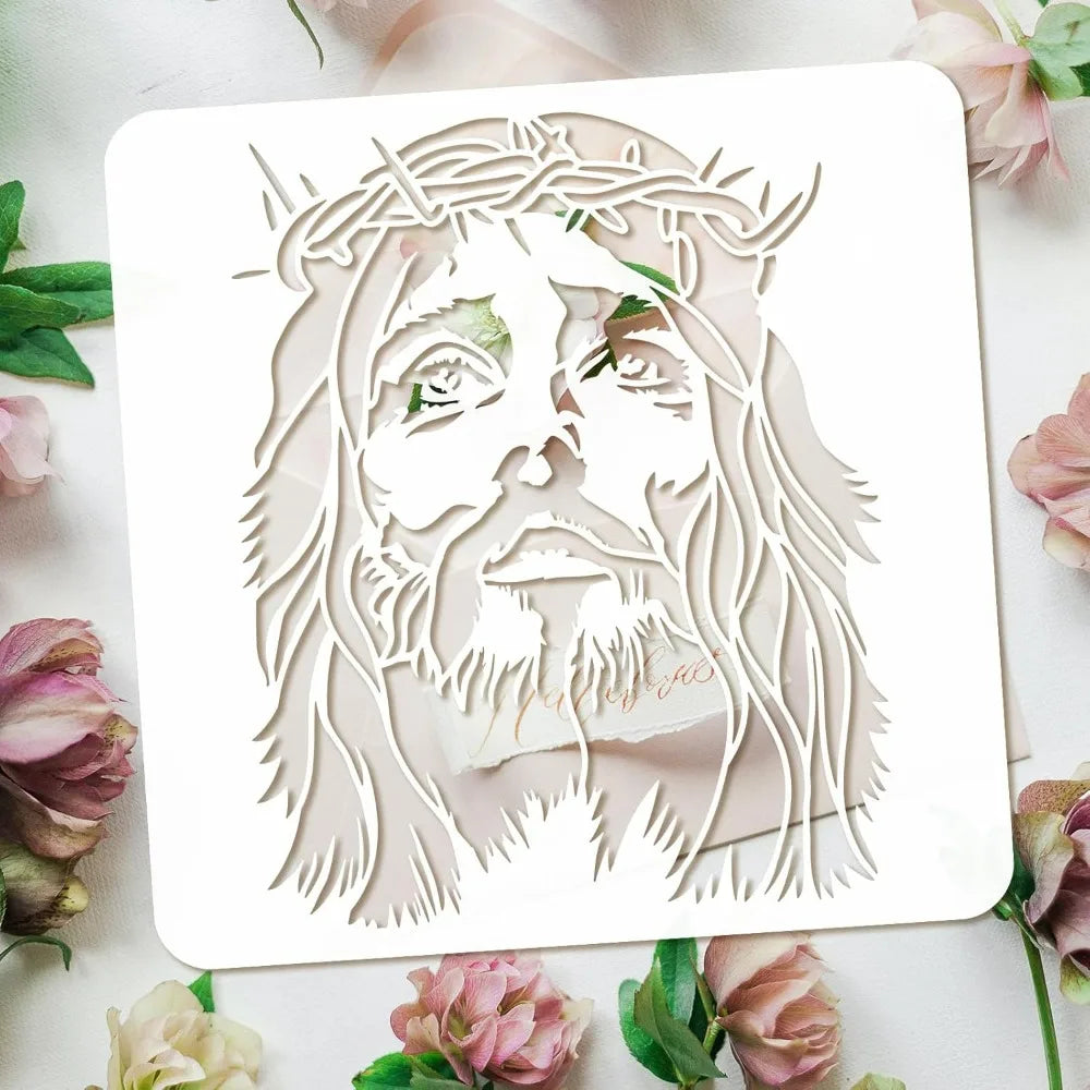Christ Crown of Thorns Reusable Stencil 11.8" | Religious DIY Craft Painting Stencil QXL