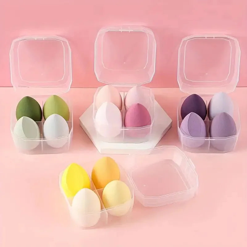 4-Pack Anti-Bacterial Makeup Sponges with Holder | Blender Set Makeup Sponge Set QXL