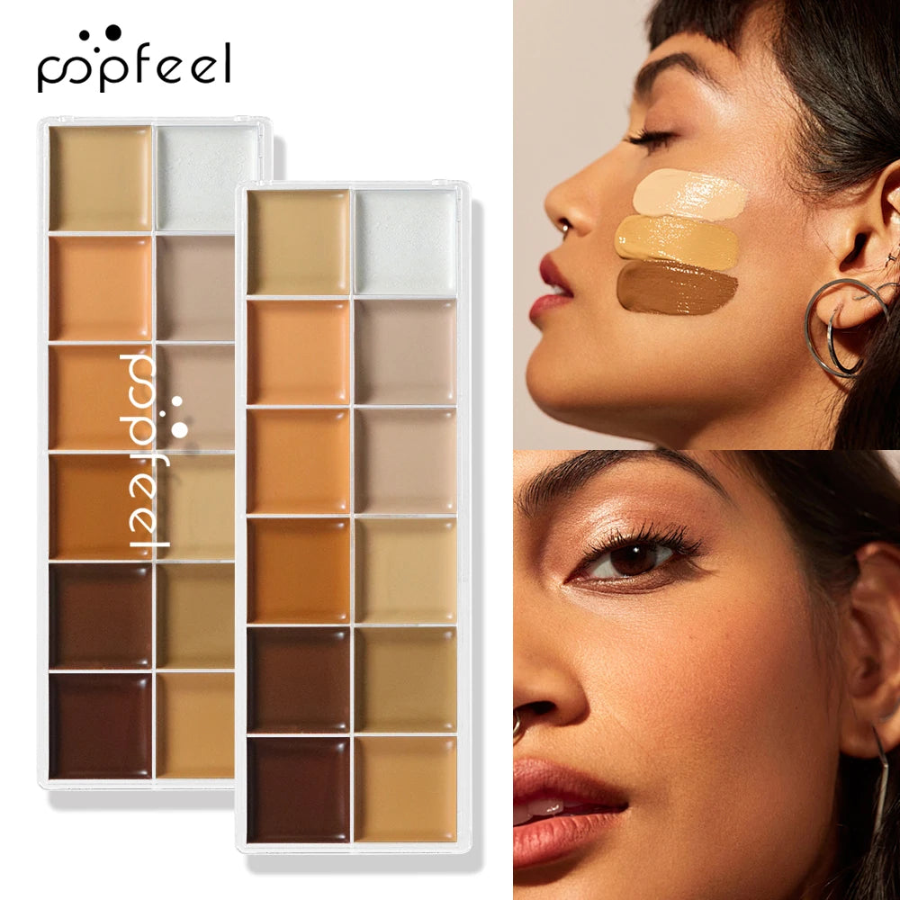POPFEEL 12-Color Concealer Palette – Waterproof Full Coverage Concealer Palette QXL