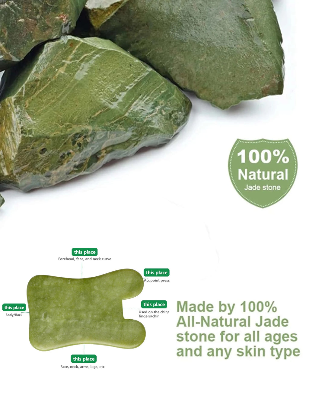 Natural Jade Gua Sha Board – Face Lifting & Skin Firming Jade Gua Sha Board QXL