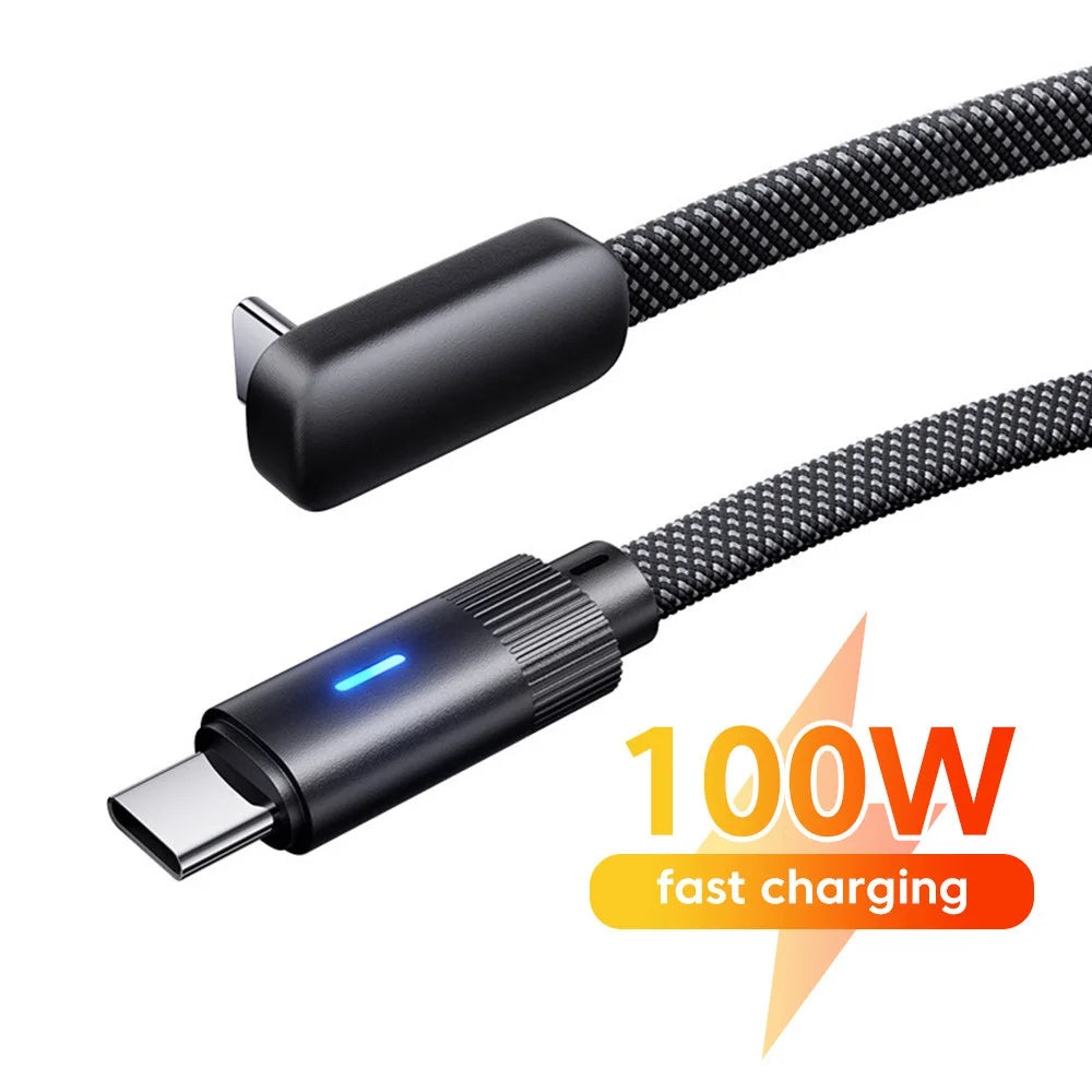 90° Dual USB-C Fast Charging Flat Cable | iPhone & Android USB-C Charging Cable QXL