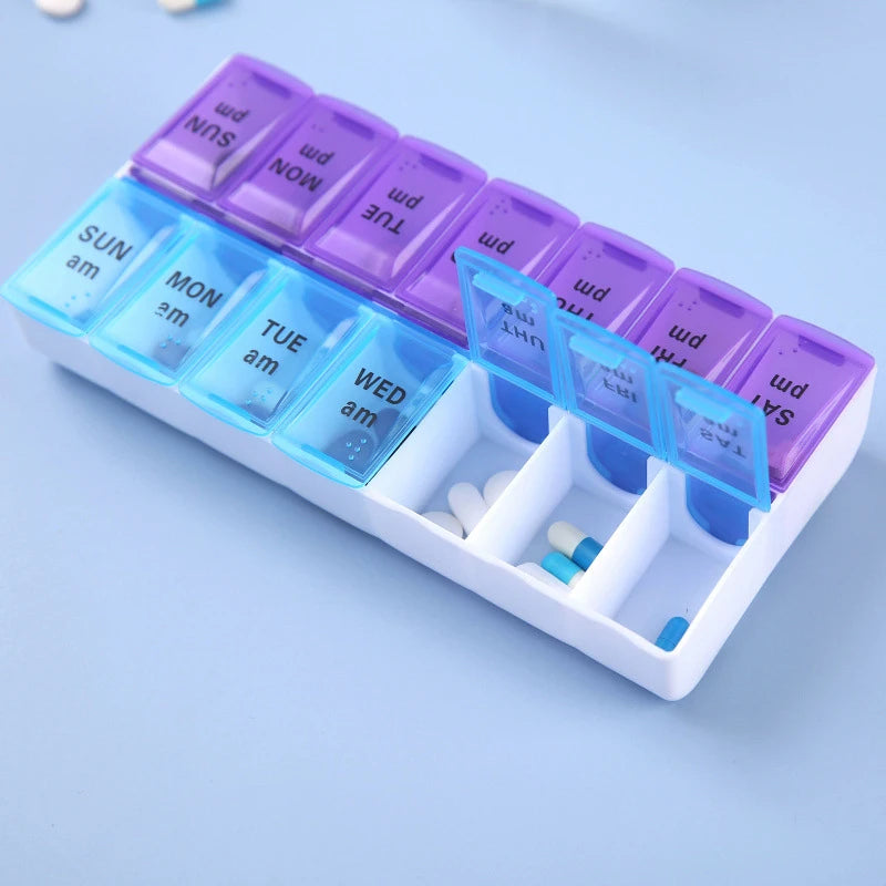 7-Day AM/PM Pill Organizer | Travel Medicine Storage Case Pill Organizer QXL