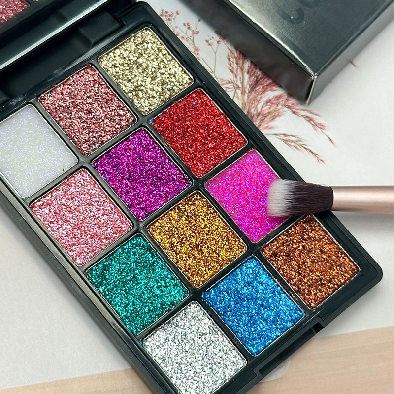VERONNI 12-Color Glitter Eyeshadow Palette | Diamond & Matte Eyeshadow Palette QXL