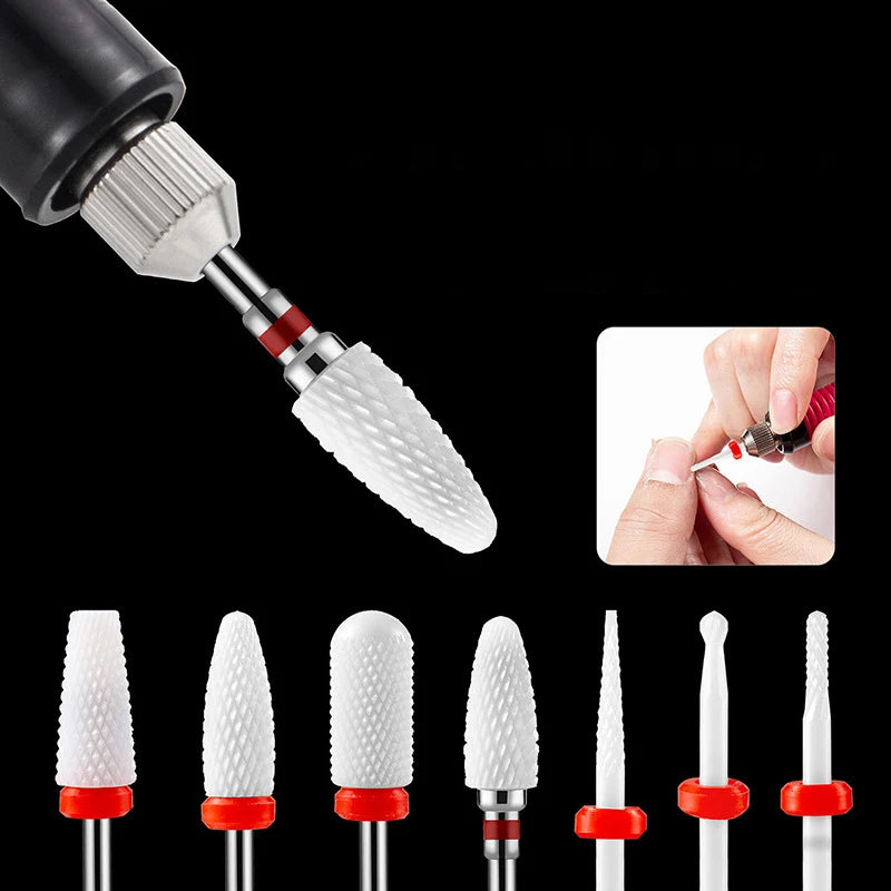 Ceramic Nail Drill Bit | Electric Manicure Grinding Head Nail Drill Bit QXL