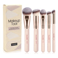 MAANGE 5-Piece Makeup Brush Set | Foundation, Powder & Blush Makeup Brush Set QXL Apricot