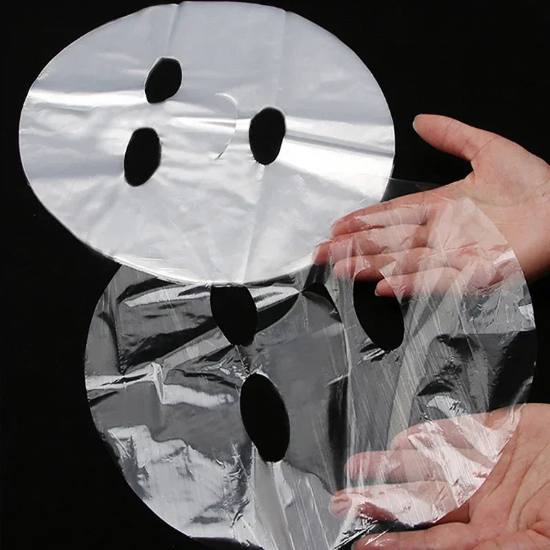100-Pack Disposable PE Face & Neck Mask Wrap Film | Skincare Disposable Mask Wrap QXL 100pcs Face Opp