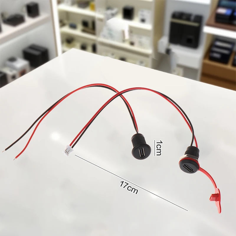 Waterproof USB-C Female Connector PH2.0 Nut Lock | 3A Fast Charge USB-C Connector QXL