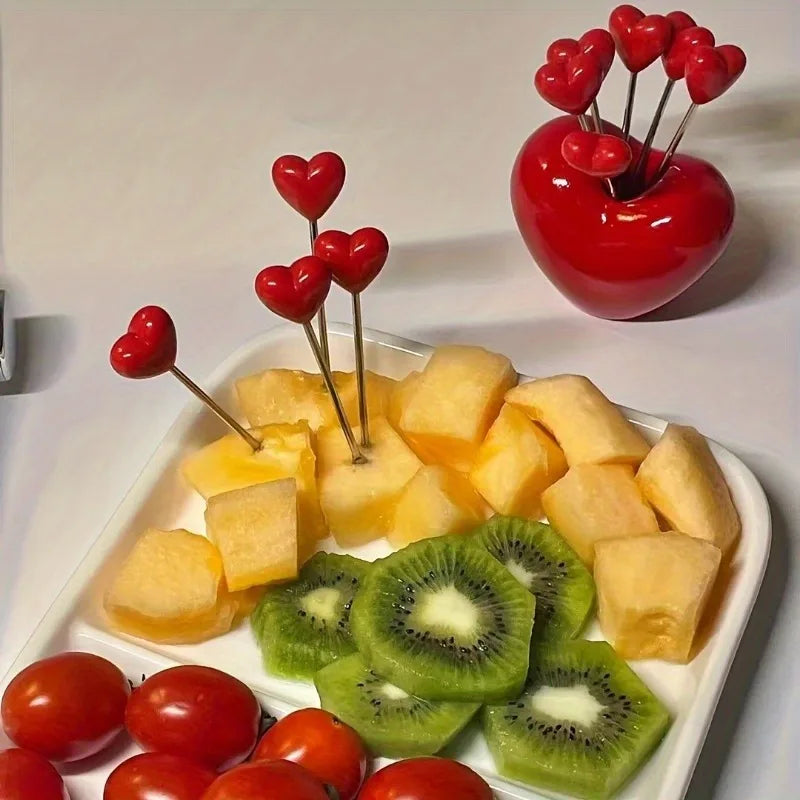Stainless Steel Heart Fruit & Cake Fork Set | Party Tableware Dessert Fork Set QXL