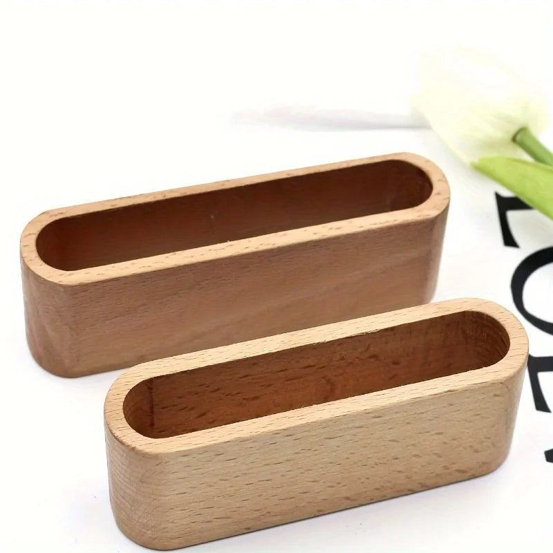 Wooden Business Card Holder | Desktop Office Storage Box Business Card Holder QXL