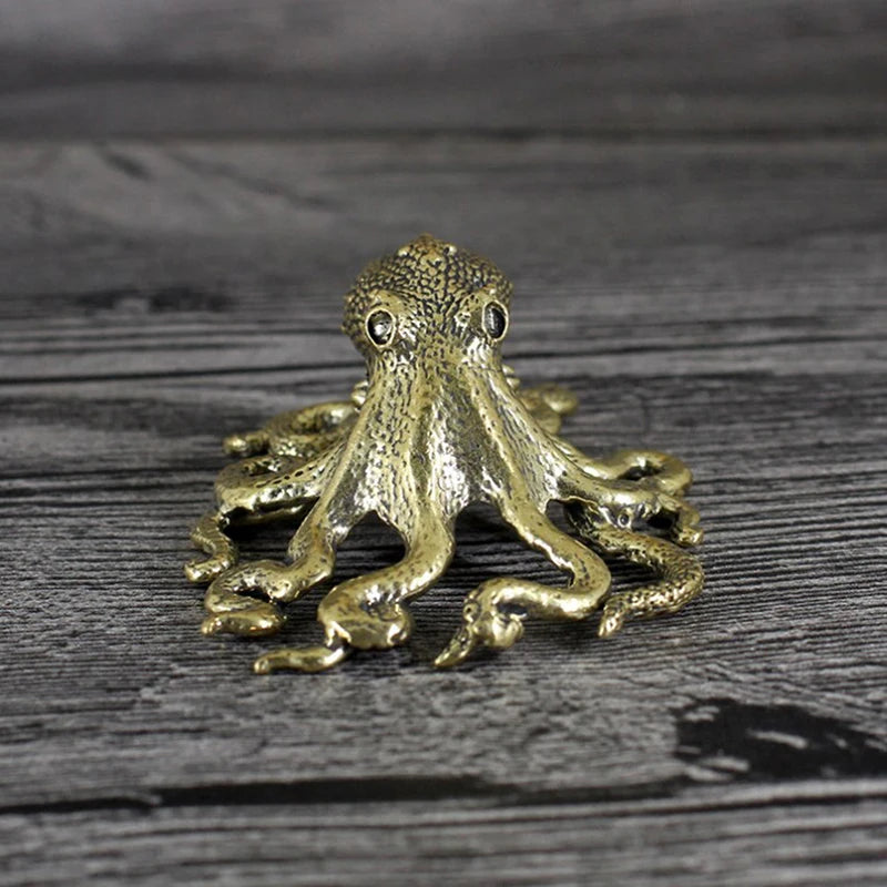 Antique Brass Octopus Figurine | Copper Vintage Desk Ornament Brass Figurine QXL