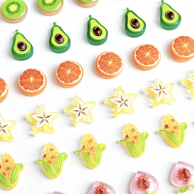10-Pack 3D Kawaii Fruit Nail Art Charms | Resin DIY Manicure Nail Art Charms QXL
