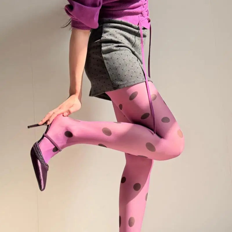 Women's Polka Dot Sheer Pantyhose | Knit Nylon Stockings Sheer Pantyhose QXL