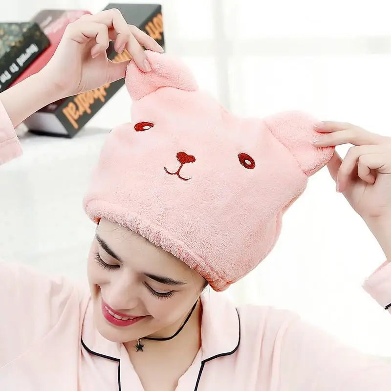 Microfiber Hair Turban Towel Cap | Quick-Dry Bonnet Pink Hair Turban Towel QXL