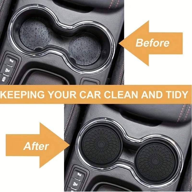 2-Pack Floral Car Cup Holder Coasters | Anti-Slip Pad Car Cup Holder Coaster QXL