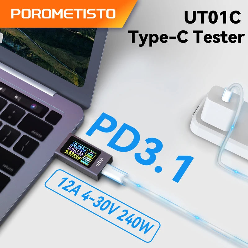 UT01C USB-C Tester Voltmeter Ammeter | Fast Charge Detection USB-C Tester Meter QXL