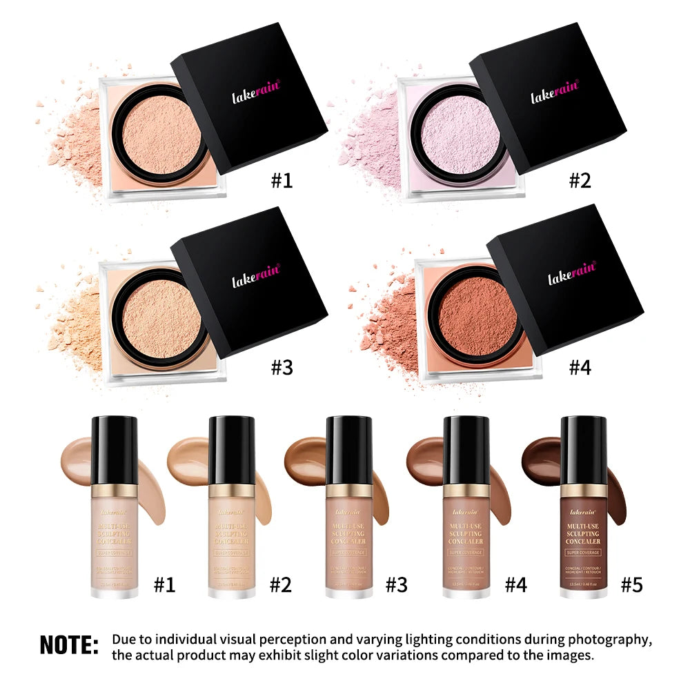Lakerain 2-Pc Concealer & Loose Setting Powder Makeup Set Face Makeup Set QXL