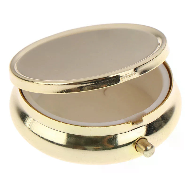 Metal Pill Box Organizer | Compact Round Medicine Case Pill Box Organizer QXL