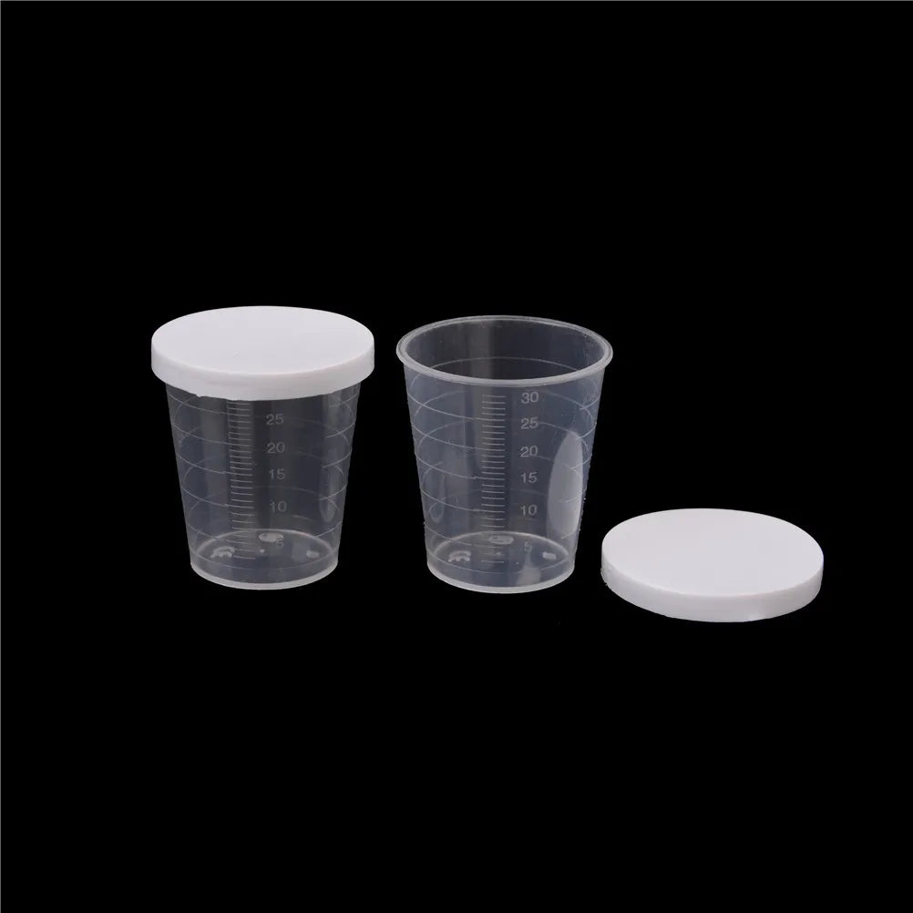 10-Pack 30ml Graduated Plastic Measuring Cups with Caps Measuring Cups QXL