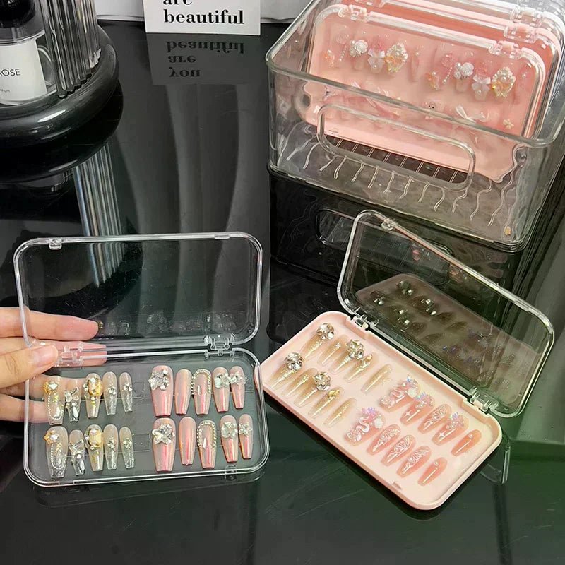 Clear Plastic False Nail Storage Box | Press-On Nail Case Nail Storage Case QXL