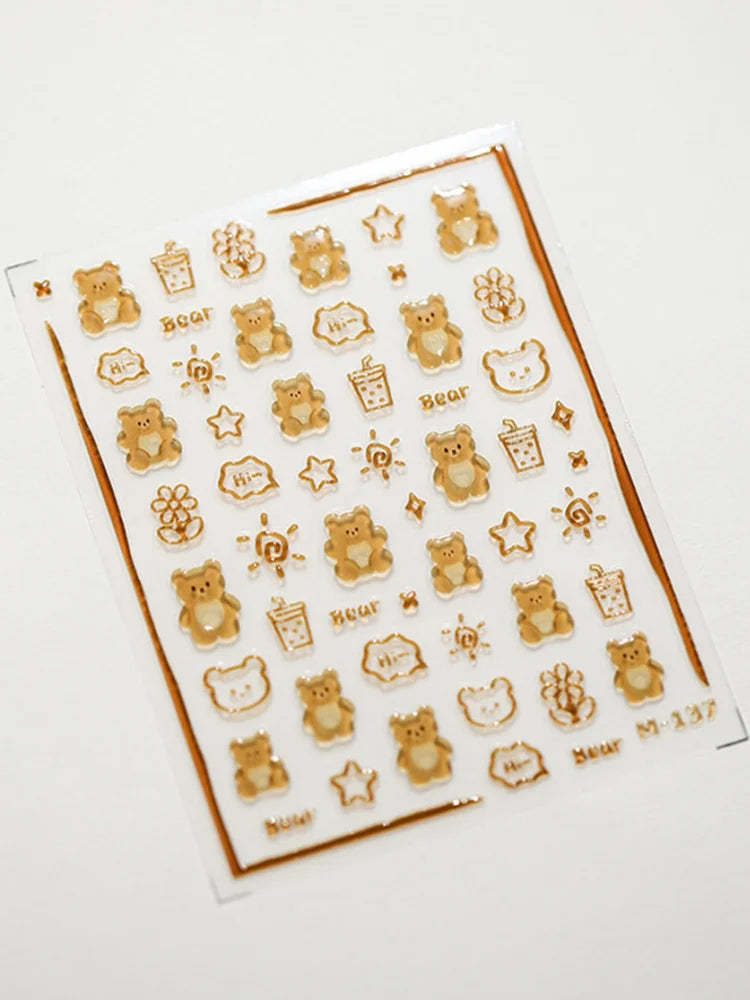 5D Kawaii Jelly Bear Nail Art Stickers | Self-Adhesive Decals Nail Art Stickers QXL 1pcs m137