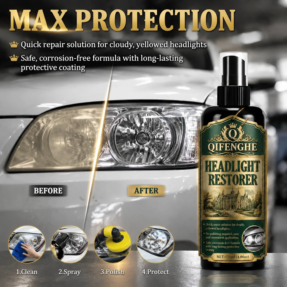 Headlight Restoration Spray – DIY Foggy Lens Restorer Headlight Restoration Spray QXL