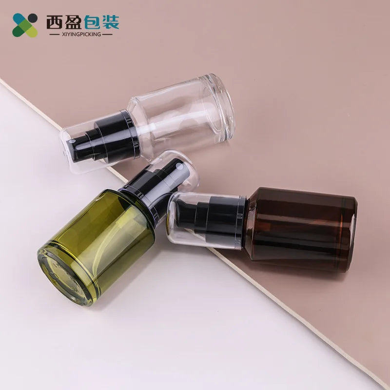60ml Refillable Glass Lotion Bottle with Pump – Travel Size Cosmetic Pump Bottle QXL