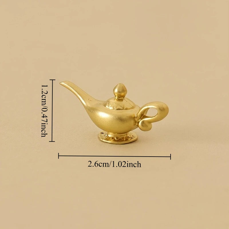 2-Pack Dollhouse Mini Golden Teapot Decorations | Resin Dollhouse Miniature QXL